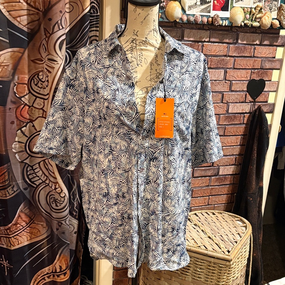 Casual Leaf Print Button-Down Shirt